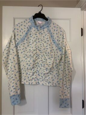 Sam’s viral (LSF lookalike) Treasures by Shabby Chic Blue/CreamZip-Front Jacket